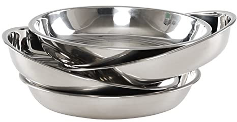 Rinboat Piatti rotondi in acciaio inox, piatti da campeggio, 4 pezzi, 21 cm