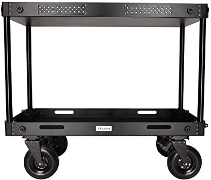 Chariot de Production vidéo PROAIM Victor V1.1 48 pour caméra. Capacité de Charge jusqu'à 200 kg - Étagère supérieure réglable en Hauteur et roulettes à Blocage en Queue d'aronde (VCTR-V1-48)