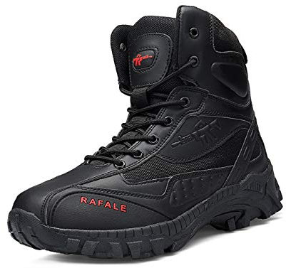 IYVW 523 Stivali da Caccia da Uomo Stivale Tattico da Combattimento Militare Alto Allacciate Scarpe per Tutti i Terreni per Escursionismo nero 43 EU
