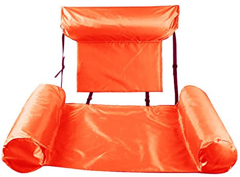 Schwimmender Swimmingpool-Stuhl, Wasser-Hängematte, Liege, faltbar, aufblasbar, mit Rückenlehne und Armlehnen, Stuhl für Urlaub, Wasserparty, Schwimmbäder und Strand – Orange