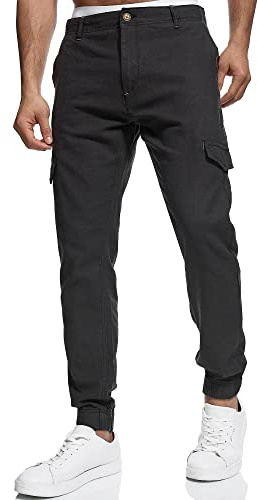 Indicode Herren Booth Cargohose Zeitlos aus Leinen & Baumwolle mit Taschen