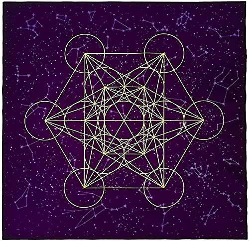 Namvo Tarotkarten-Altartischdecke, Bedruckt, violetter Samt, heilige Geometrie, Junges, Kristallgitter für Tarot-Enthusiasten, Hochzeit (61 x 61 cm)