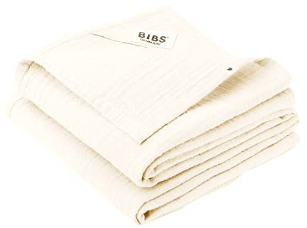Bibs Muslin Cloth Mulltücher 2-Pack, 100% Bio-Baumwolle, 70x70 cm, Ivory