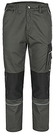 TMG | Leichte Arbeitshose für Herren, lang, ideal für Sommer, graue Cargohose mit Kniepolster, mit Taschen | Gr. 52