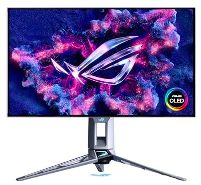 ASUS ROG SWIFT OLED PG27AQWP-W, Monitor Gaming da da 26,5 WOLED, Argento | (2560x1440), TrueBlack Glossy, Dual-Mode (Refresh Rate da 54Hz a 72Hz), 0,02ms (GTG), Compatibile conG-SYNC, DisplayPort 2.1
