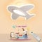 Meloweel LED Deckenlampe Kinderzimmer 40W丨50cm Flugzeug Kinderzimmer lampe decke Junge, mit Fernbedienung dimmbar 3000K~6000K, Babyzimmer Flugzeug Deckenleuchte, mit Nachtlicht-Funktion