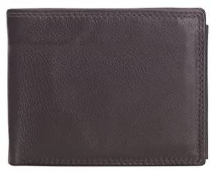 Josephine Osthoff Geldbörse Herren klassisch Querformat, Tri-Fold, Münzfach, Kartenfächer mit RFID, 100% Echtleder, Reißverschlussfach innen, Farbe:Espresso