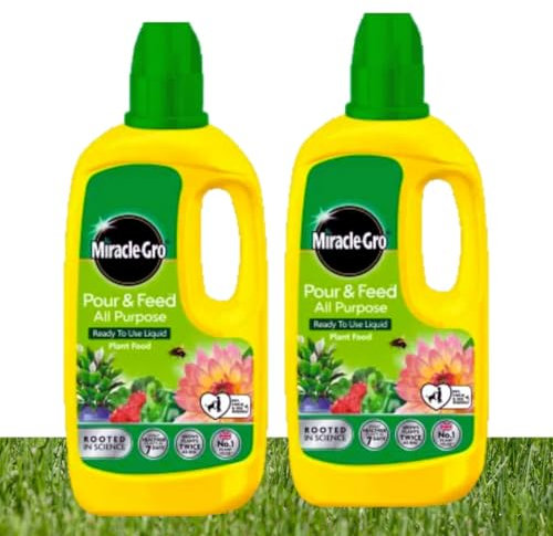 2 x Miracle-Gro Pour & Feed Liquid Plant Food 1 Litre with a Thank You Sticker - Ready To Use
