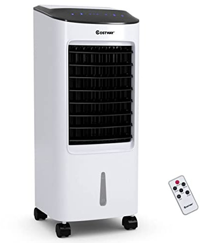 COSTWAY 3 In 1 Portable Evaporative Air Cooler, 3 Mode 3 Speed Air Humidifier and Cooling Fan with 7L Water Tank, LED Display Remote Control, Timer & Automatic Oscillation