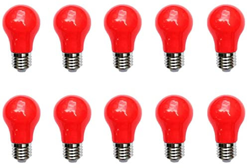 Aiwerttes 10er Pack 3W LED farbige Glühbirne E27 A50 Schraubkappe Rot Glühbirne für Hochzeit Halloween Weihnachtsfeier Nicht dimmbar