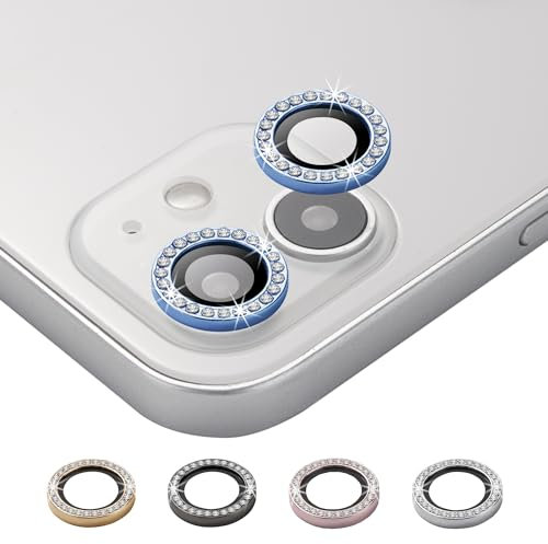 BISLINKS Bling Diamond Camera Lens Ring Cover Protector Tempered Glass Blue Compatible With iPhone 11