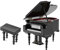 Miniatur Klaviermodell, Schwarzes Klavier Musikinstrumentenmodell aus Holz mit Bank und Koffer für Sammlungsgeschenk als Desktop Dekoration