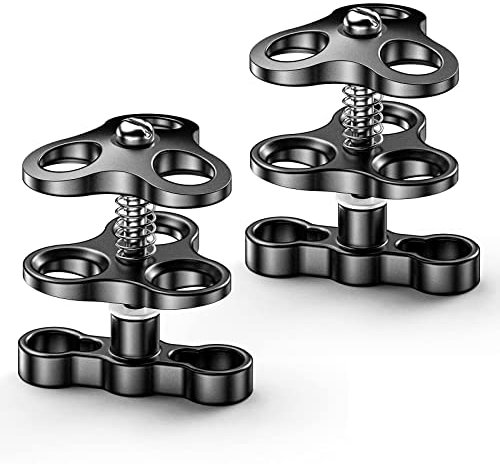 Sea frogs 2 Stück DREI Kugelgelenk Schmetterlings Clip Unterwasserarm Kugelklemme Tauchlampe Halter Kugel Klemmhalterung für Unterwasser-Kamera Tauchlampe Taucherleuchte