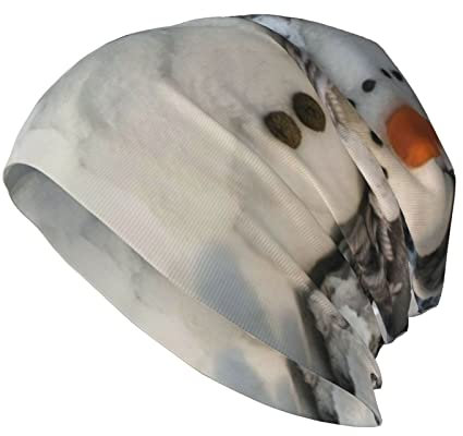 SUAQUE Xmas Schneemann Erwachsene Mode Strickmütze Casual Beanie Cap Elastische Beanie Cap Leichte Laufmütze, Xmas Schneemann, EinheitsgröÃŸe