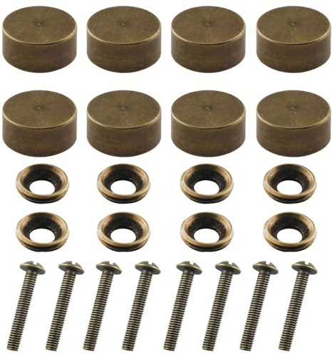 ZZLZX Lot de 8 capuchons décoratifs rétro en laiton pur de 12 mm pour miroirs, tables basses, armoires ou meubles en verre