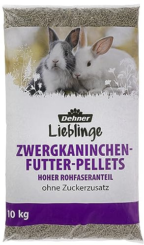 Dehner Mangime per roditori, pellet di mangime per conigli nani, elevata percentuale di fibre grezze, 10 kg