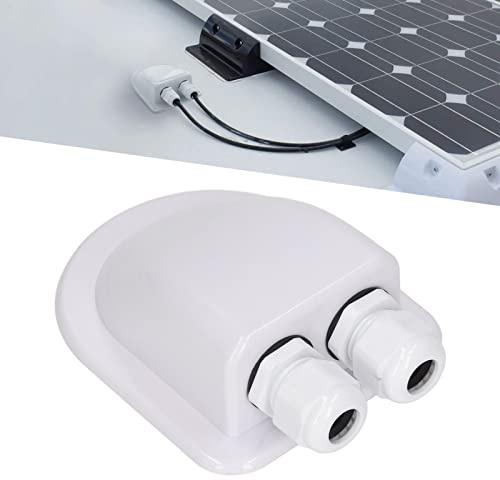 Cable Entry Gland Box, Solar Cable Entry Gland, ABS Cable Junction Box Waterproof Solar Panel Double Wire Cable Entry Gland Box for External Power Wiring (White)