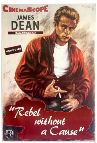 rebel without a cause james dean A3 Poster on Canvas - Filmkunstposter in verschiedenen Größen für Wohn- oder Schlafzimmerideen. Randlose Kultfilmbilder, klassische ikonische 70er, 80er, 90er Jahre,