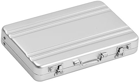 Hoxfly 1 stück Mini Geldkoffer, Mini-Aktenkoffer, Aluminium mit Schnappverschluss GeldkofferKreative, Aluminium Aktenkoffer, Koffer Visitenkartenbox, Kreditkartenetui Metall, Geschenkbox (Silber)