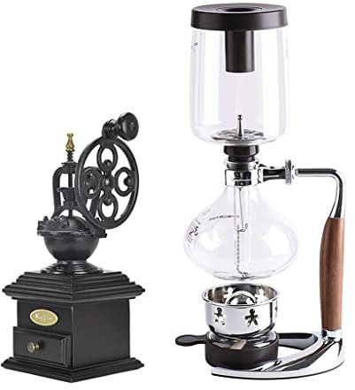 JITEM Cafetera sifón cafetera manual retro de vidrio al vacío sifón olla percoladores 3-5 tazas de vidrio de mesa sifón cafetera para café o té