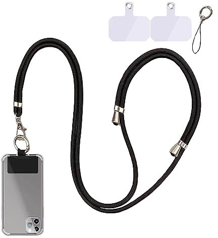 FFTANXS Handyband Zum Umhängen, Schwarz Band für Handyhülle, Handykette Universal, Handy Umhängeband, Kompatibel mit Jedem Handy und Smartphone
