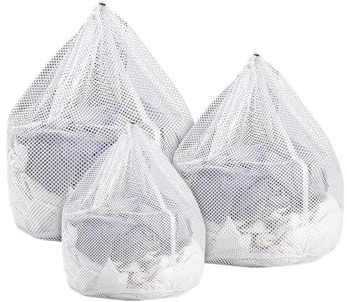 Fousenuk 3 Piezas Bolsa Lavadora Ropa Interior, Bolsas para Ropa Sucia Malla, Bolsa Lavadora Sujetadores Grande Ropa Interior para Evita que la se Deforme y se Arrugue Bolsa Reutilizable con Cordón
