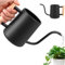 Pflanzen Gießkanne 1l Gießkanne für Zimmerpflanzen Langer Auslauf Edelstahl-Gießkanne mit Stabiler Holzgriff Auslaufsicher Watering Can für Zimmerpflanzen im Freien Garten Blumen (Schwarz)