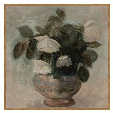 InSimSea Tela artistica da parete quadrata con cornice, fiori decorativi in vaso, quadri floreali per camera da letto, bagno, decorazione da parete, cucina, ufficio, soggiorno, arte da parete, 30,5 x