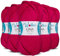 Wollidu Lina Wolle zum Stricken und Häkeln 500g 80% Polyacryl 20% Schafwolle Mulesing-frei Oeko-Tex 5x 100g/90m Häkelwolle/Strickwolle - Burgunder