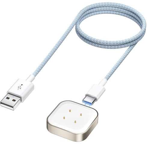 NEWDERY Charger Cable for Fitbit Sense/Sense 2/Versa 3/4 & for Pixel Watch 2/3, Premium Braided USB C Detachable Charging Dock, Durable Replacement Magnetic Cord for Smartwatch, 3.3Ft/1M
