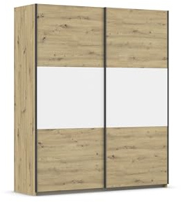 Rauch Möbel NEO, Schwebetürenschrank, Eiche Artisan/Weiß, Breite 175 cm | Kleiderschrank mit Schwebetüren, Schiebetüren, 2-türig, für Schlafzimmer, Kinderzimmer, Jugendzimmer, Homeoffice, Garderobe