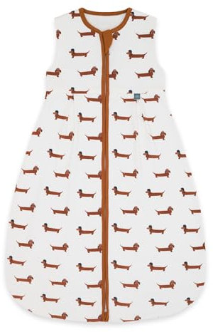 emma & noah Baby Schlafsack 1.0 TOG, Ganzjahres Schlafsack für den Frühling, Sommer und Herbst, 100% Bio-Baumwolle, OEKO-TEX Zertifiziert, Strampelsack für Neugeborene (Dackel, 110 cm)