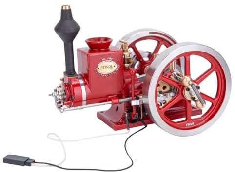 Metall-Motor-Modellbausätze, HM-01 Motor 4-Takt Horizontal Hit and Miss Verbrennungsmotor Modell, Physik Mechanik Lehrinstrument - Zusammengebaute Version