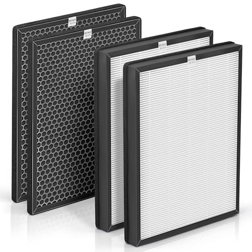 Juego de 2 filtros Alexapure Breeze de repuesto AP-B103 y AP-B104 compatibles con el purificador de aire Alexapure Breeze AP-B102 y 3049 con 1 filtro H13 True HEPA AP-B103 y 1 filtro de carbón