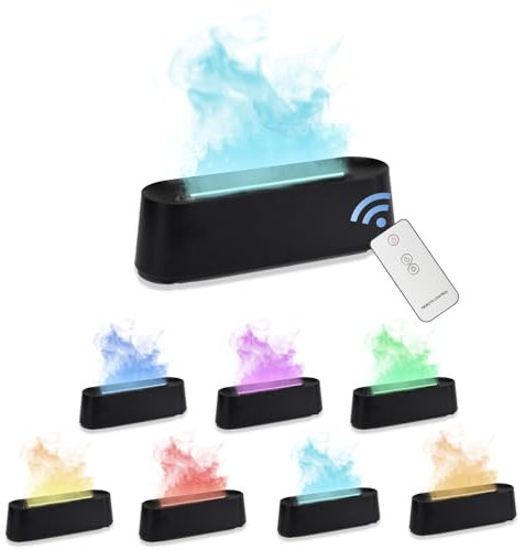 Domigard Flammen Aroma Diffuser, 7-Farben-Licht Diffuser Ätherische Öle, 300 ml duftöldiffusoren mit Zerstäubung für Zuhause, Büro, Kontemplation - Wasserlose Abschaltautomatik