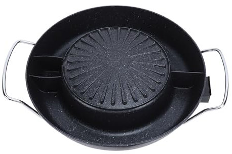 Qcwwy 2-in-1-Elektro-Grill-Hot-Pot Im Koreanischen Stil, Elektrischer Hot-Pot, Antihaftbeschichtet, Runder Topf, Elektrischer Kreisförmiger Elektrischer Kochtopf für den Innen- und