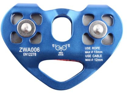 Wzxhew # Zip Line Trolley With Auto Locking Carabiner And Handle Bar 30kN Tandem Speed Double Pulley For 1/4 5/16 3/8 1/2 Cable Heavy Duty Zipline Trolley Kit For Kids And Adults (Blue, One Size)