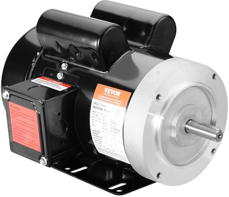 VEVOR 1.5HP Electric Motor 3450 RPM, AC 115V/230V, 56C Frame, Air Compressor Motor Single Phase, 5/8 Keyed Shaft, CW/CCW Rotation for General Equipment and Agricultural Machinery