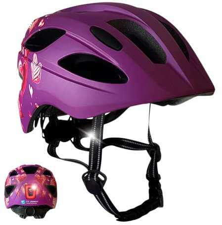 Kinderfahrradhelm Herz lila | Fahrradhelm für Kinder von 6-12 Jahren für Fahrräder, Skateboards, Mountainbikes, Skates, mit abnehmbaren Polstern und Einstellbarer Größe |