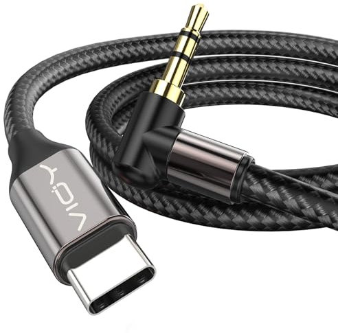 VIOY USB C to Aux 2 M, Type C to 3.5mm Male Aux Cord for Car 90 Degree, USB-C to Headphone Stereo Cable Compatible with iPhone 16/15/Plus/Pro/Pro Max, Galaxy, iPad/Pro/Air