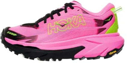 HOKA Women's Mafate 5 Sneaker, Neon Rose/Black, 4 UK