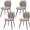LEWE Leinen Esszimmerstühle 4er Set, Modernes Karomuster mit Metallbein, gepolstert, Armloser Küchenstuhl für Restaurant/Wohnzimmer/Schlafzimmer, [Braun]