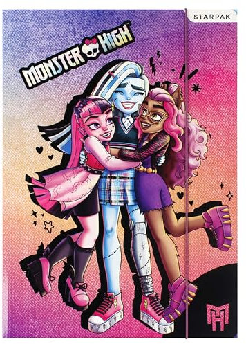 Monster High Carpeta de colores con banda elástica, escolar, A4 para niños, horario x1