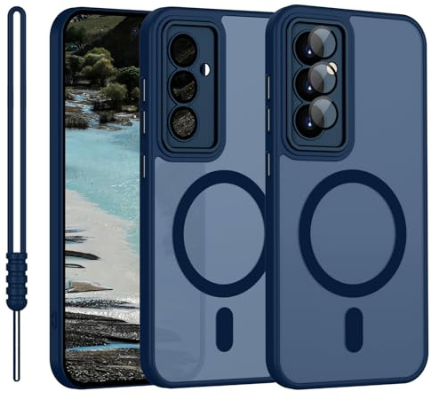 Pour Samsung Galaxy A25 Coque compatible avec MagSafe, Coque pour téléphone portable Samsung Galaxy A25 Magnétique Matte Touch Protection de l'appareil photo Antidérapant Résistant aux rayures