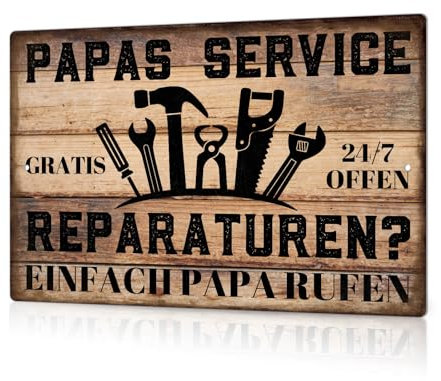 Putuo Decor Vintage Blechschild Papas Service – Retro Werkstatt Deko, Metall Schild für Garage, Hobbyraum, Männergeschenk