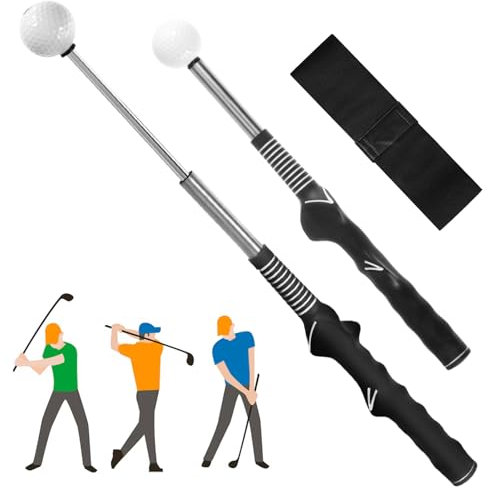 Retractable Golf Training Aids - Golf Swing Training Aid With Golf Connection Band, Adjustable Golf Grip Trainer for Warm-up, Golf Accessories for Indoor Practice Warm-up Strength Tempo Training