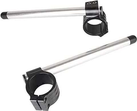 SIKUAI 45MM Motorrad-Stummellenker Durchmesser 2-teilig Geteilte Stummellenker Montagestangen 7/8 Verstellbarer Lenker Für Motorrad Universal, Silber (Schwarz)