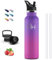 Gourde- 1l- Gourde Isotherme, Sans BPA, Gourde Inox, Anti Fuite, Gourde avec Paille, Double Isolation, Gourde Sport, 24h Froid & 12h Chaud, Gourde Acier Inoxydable, pour Randonnée, Voyage, Camping