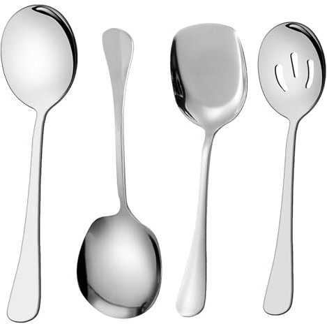 4 Pieces Stainless Steel Serving Spoons Large, Soup Spoons Cooking Spoon Table Spoons for Serving Kitchen Restaurant Banquet