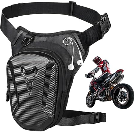 HaploS Schwarz Oberschenkeltasche, Motorrad Tasche für Herren und Damen | Outdoor-Sport Beintasche, Motorrad Zubehör Für Wandern, Radfahren, Motorrad, Camping, Klettern, Laufen, Sport und Arbeit
